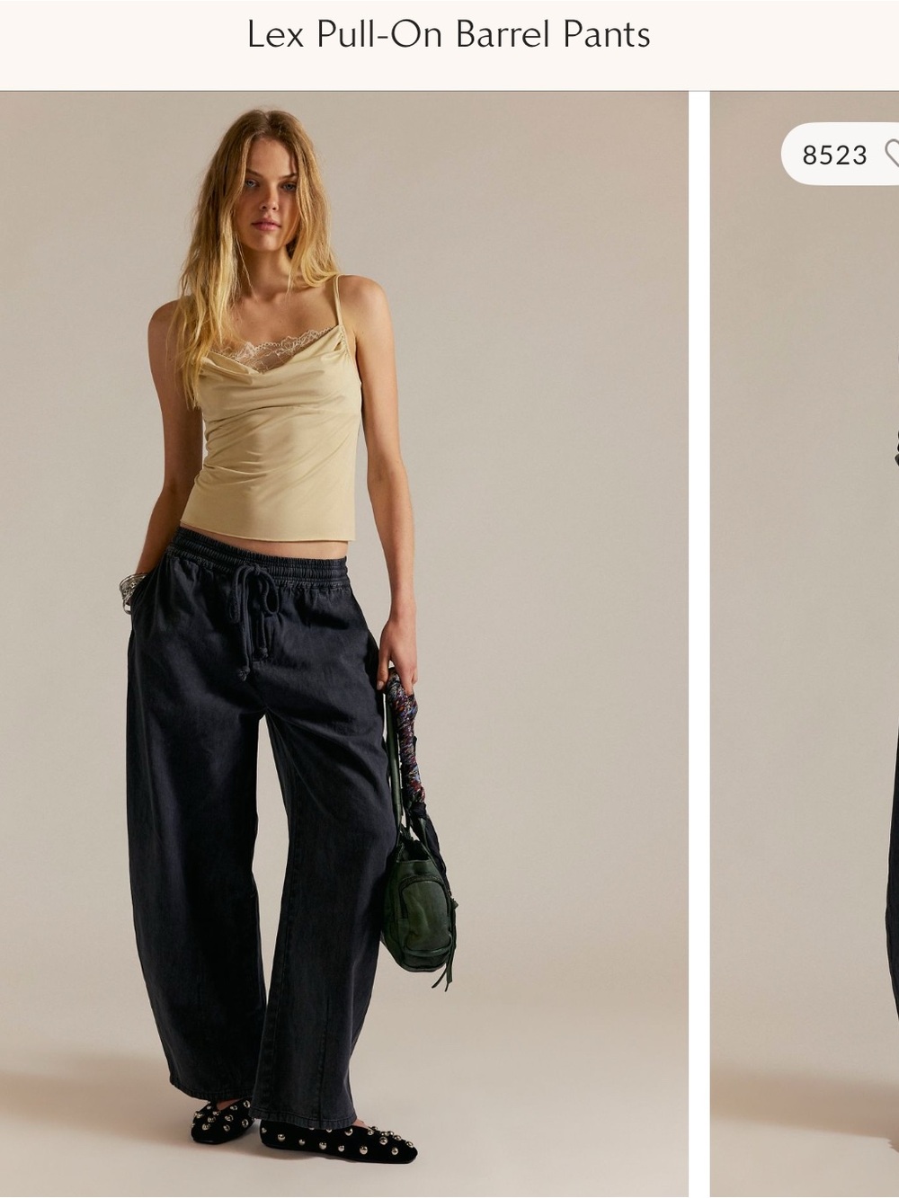 Free People Lex Pull-On Barrel Pants in Black